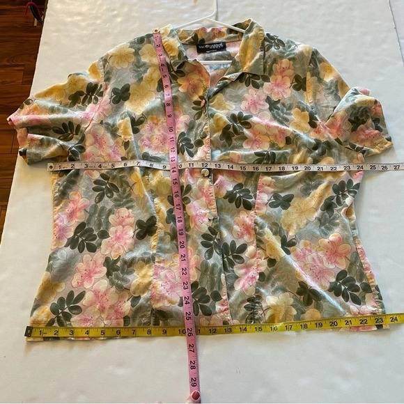Vintage 90s Farmhouse Floral Button Down Shirt Blouse Womens Plus Size 1X Pink - Picture 10 of 11